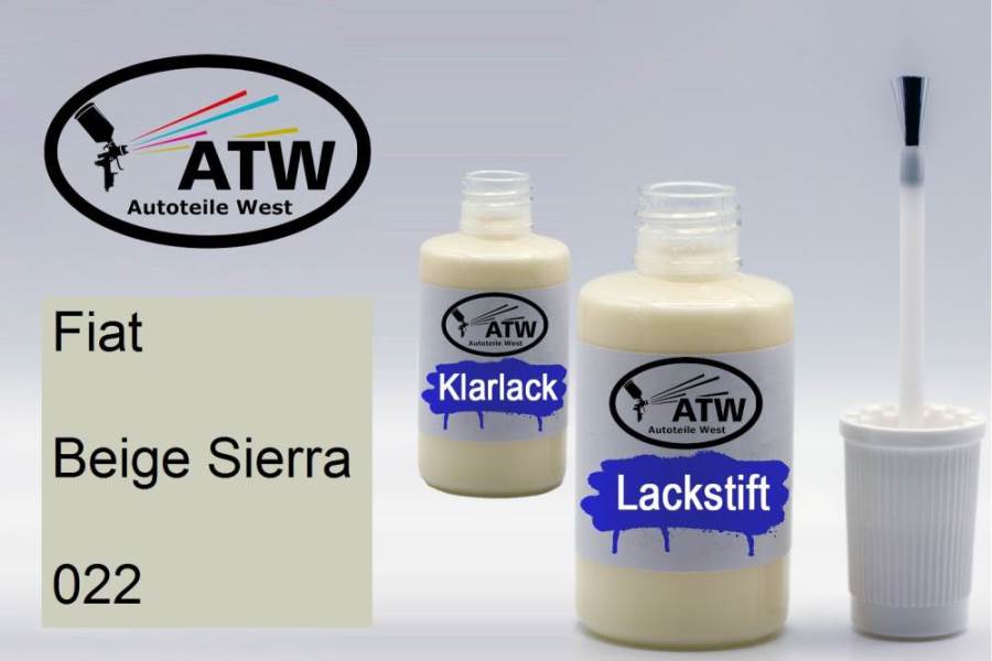 Fiat, Beige Sierra, 022: 20ml Lackstift + 20ml Klarlack - Set, von ATW Autoteile West.